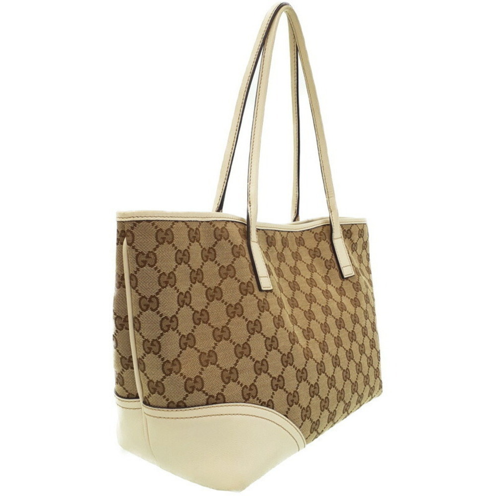Gucci Tote leather monogram brown Bag GG canvas mocha Canvas Britt